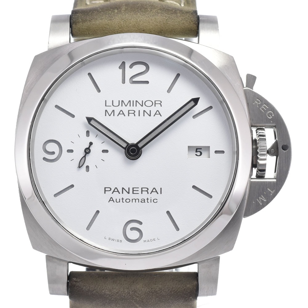 値下 パネライ PANERAI PAM01314 ルミノールマリーナ デイト スモールセコンド ホワイト 自動巻き メンズ 腕時計 H#147541