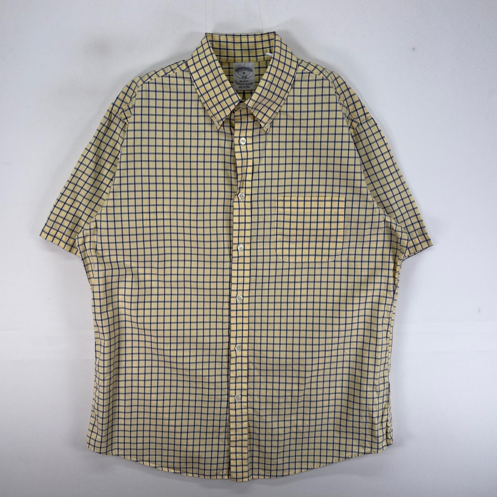 古着 ブルックスブラザーズ Brooks Brothers 半袖シャツ 胸ポケ REGENT M  イエロー系 チェック メンズ