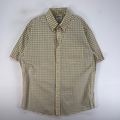 古着 ブルックスブラザーズ Brooks Brothers 半袖シャツ 胸ポケ REGENT M イエロー系 チェック メンズ