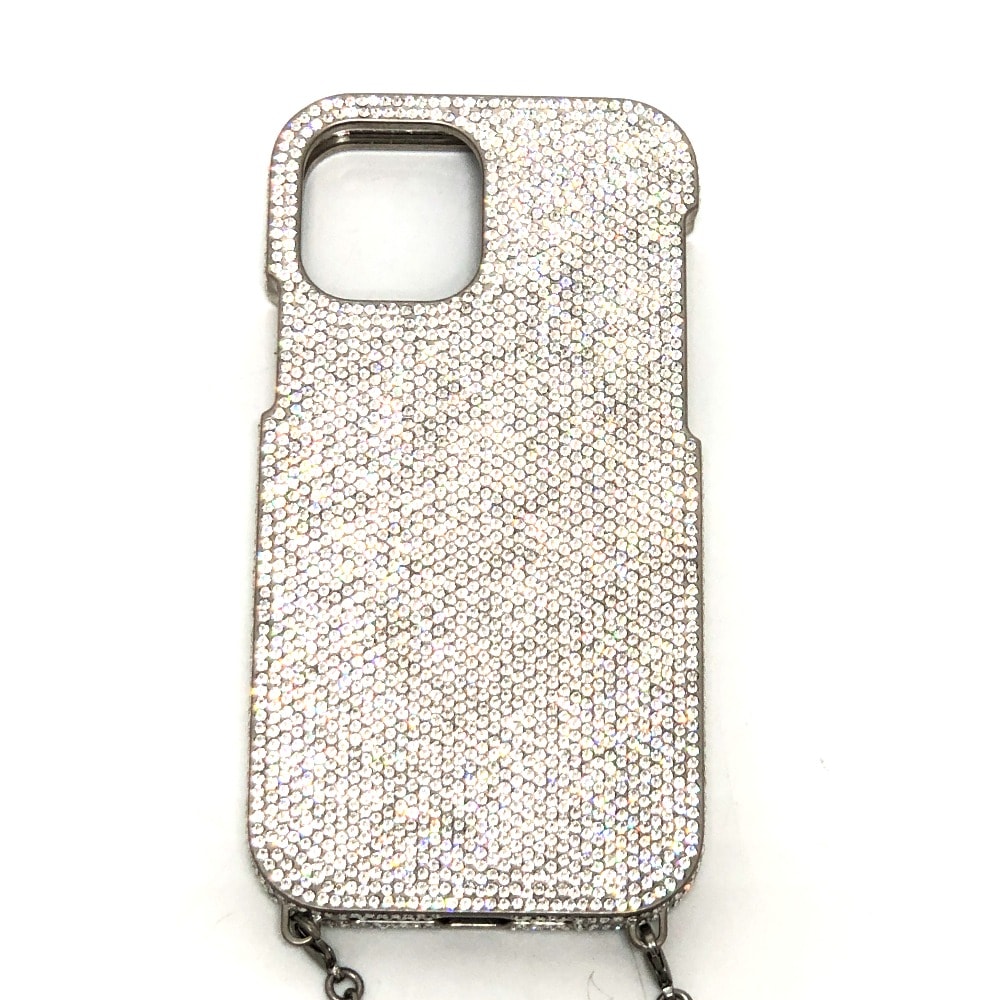 バレンシアガ BALENCIAGA ラインストーン iPhone 12 672661 フォンホルダー チェーンショルダー iPhoneケース メタル シルバー