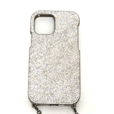 バレンシアガ BALENCIAGA ラインストーン iPhone 12 672661 フォンホルダー チェーンショルダー iPhoneケース メタル シルバー