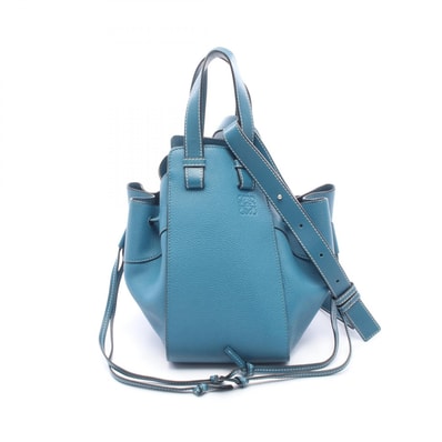 ロエベ LOEWE ハンモック ドローストリングバッグ スモール 2WAY ハンドバッグ バッグ レザー レディース ブルー系 31412Z95 【中古】