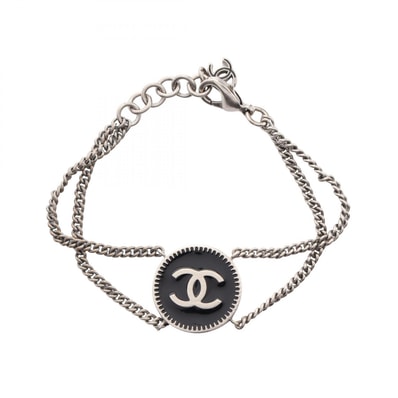 シャネル CHANEL ココメダル 2連 ブレスレット アクセサリー ステンレススチール レディース シルバー系 / ブラック系 【中古】