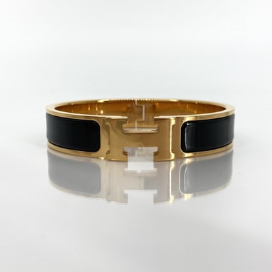 HERMES(エルメス) クリックH PM エナメル×ゴールドプレーテッド バングル ブラック×ゴールド