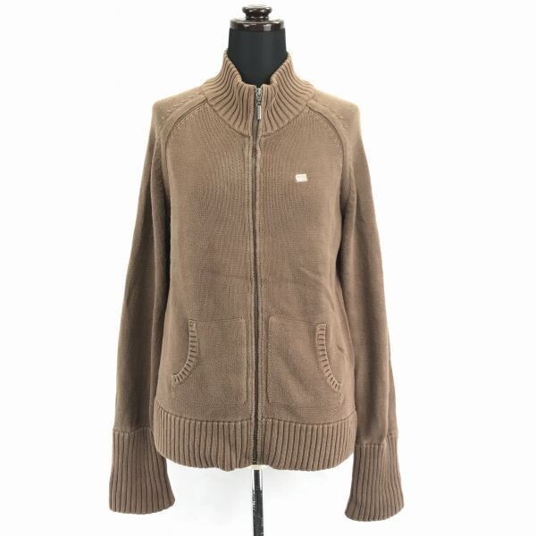 POLO JEANS COMPANY/ラルフローレン★コットン/ニットジャケット【レディースL/茶】襟袖裾リブ/エルボーパッチ/ダブルポケット◆BC230