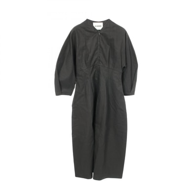 ジルサンダー JIL SANDER コーティングリネンドレス センタージップ ワンピース 衣料品 トップス ファブリック レディース ブラック系 JSPS502206 【中古】