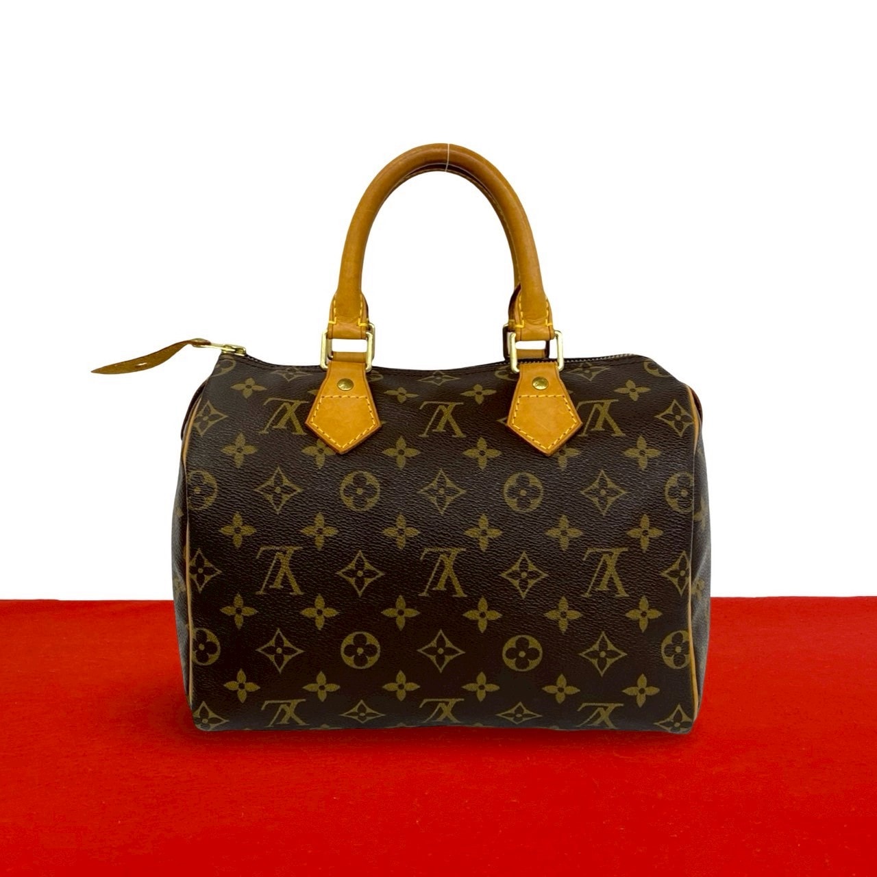 LOUIS VUITTON ルイヴィトン スピーディー 25 モノグラム ロゴ 柄 レザー PVC ハンドバッグ ブラウン
 232-2