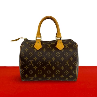 LOUIS VUITTON ルイヴィトン スピーディー 25 モノグラム ロゴ 柄 レザー PVC ハンドバッグ ブラウン
232-2