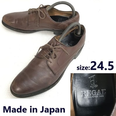 日本製★REGAL/リーガル★グッドイヤー製法/本革/プレーントゥ【24.5/brown/茶】ビジネス/ドレスシューズ/Leather/Dress shoes/Made in Japan◆bC-053