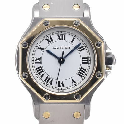 カルティエ CARTIER W2001683 サントスオクタゴン SM SS/YG ホワイト クォーツ レディース 美品 内箱付き 腕時計 J#149799