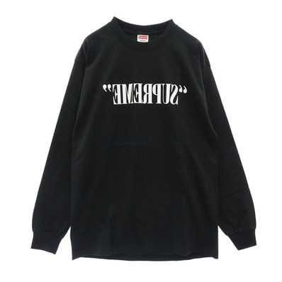 Supreme シュプリーム Tシャツ 11AW Shark L/S Tee シャーク 鮫 長袖 反転 ロゴ ロングスリーブ Tシャツ ブラック系 M【美品】【中古】