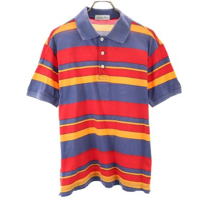 Christian Dior クリスチャンディオール 90s オールド ボーダー柄 半袖 ポロシャツ M マルチ