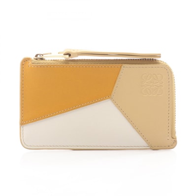 ロエベ LOEWE パズル カードホルダー コインケース 財布 レザー レディース ブラウン系 / ベージュ系 / ホワイト系 C510Z40X27 【中古】