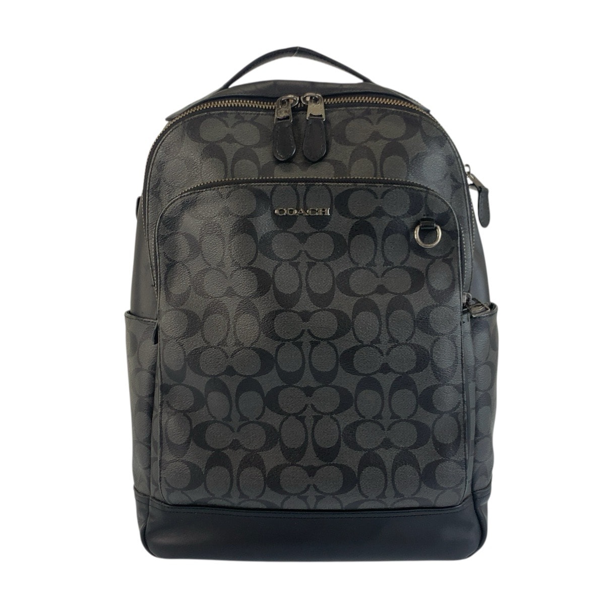 COACH コーチ シグネチャー ブラック 黒 PVC レザー/ リュックサック バックパック 602724 【中古】