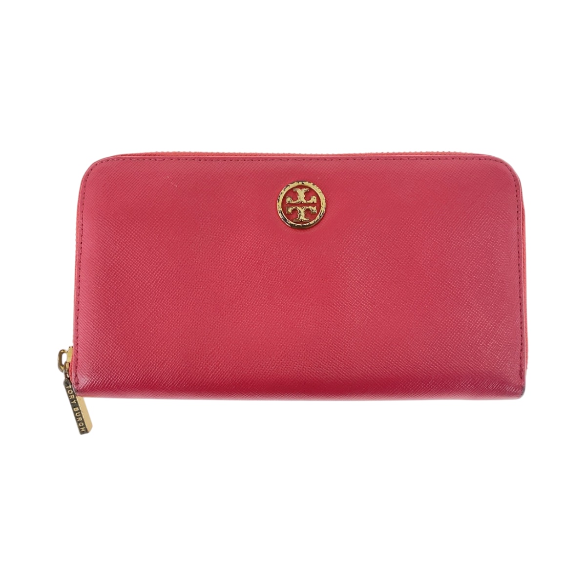 Tory Burch トリーバーチ ピンク ゴールド金具 レザー 長財布 ラウンドファスナー 600393 【中古】
