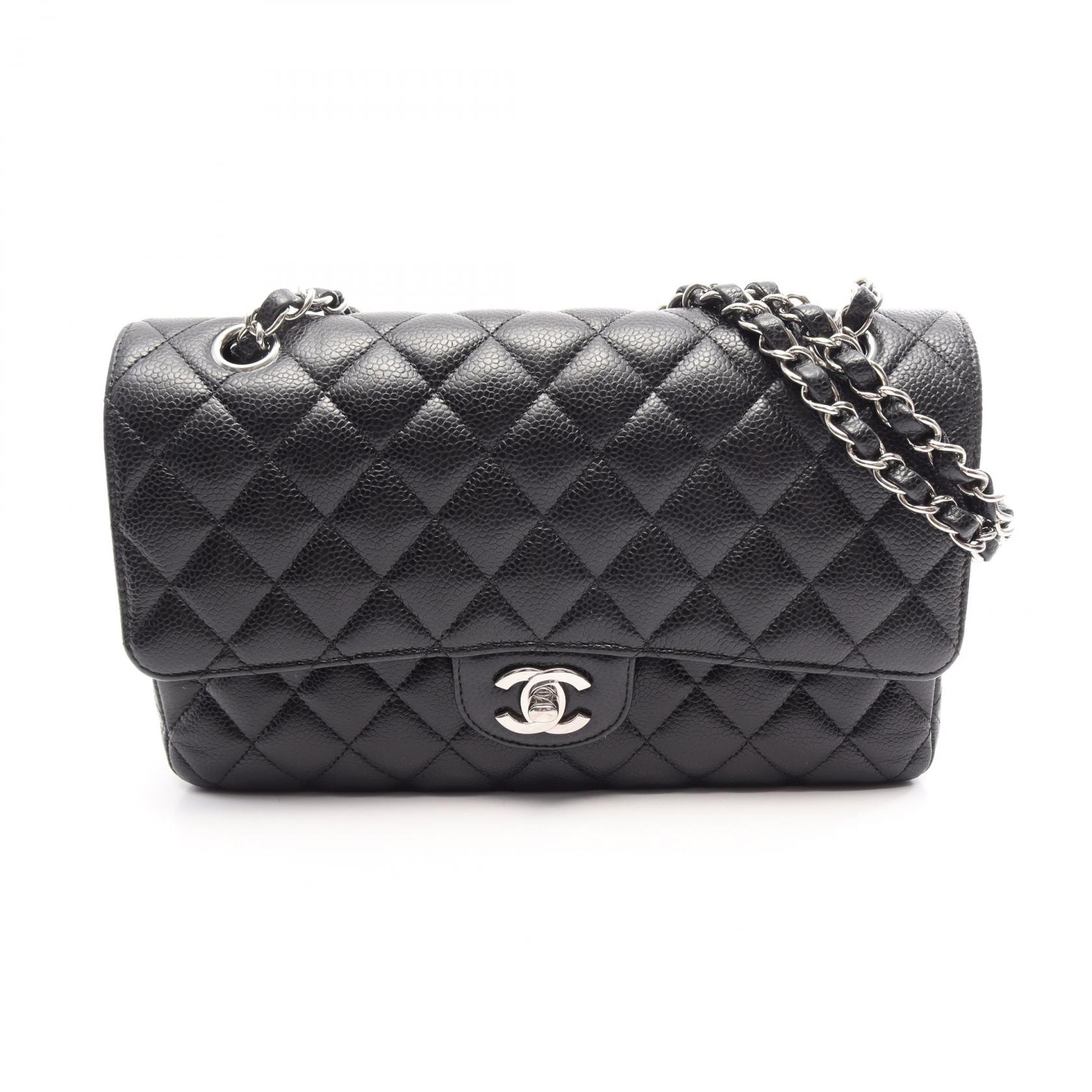 シャネル CHANEL マトラッセ Wフラップ ショルダーバッグ バッグ キャビアスキン(グレインドカーフ) レディース ブラック系 【中古】