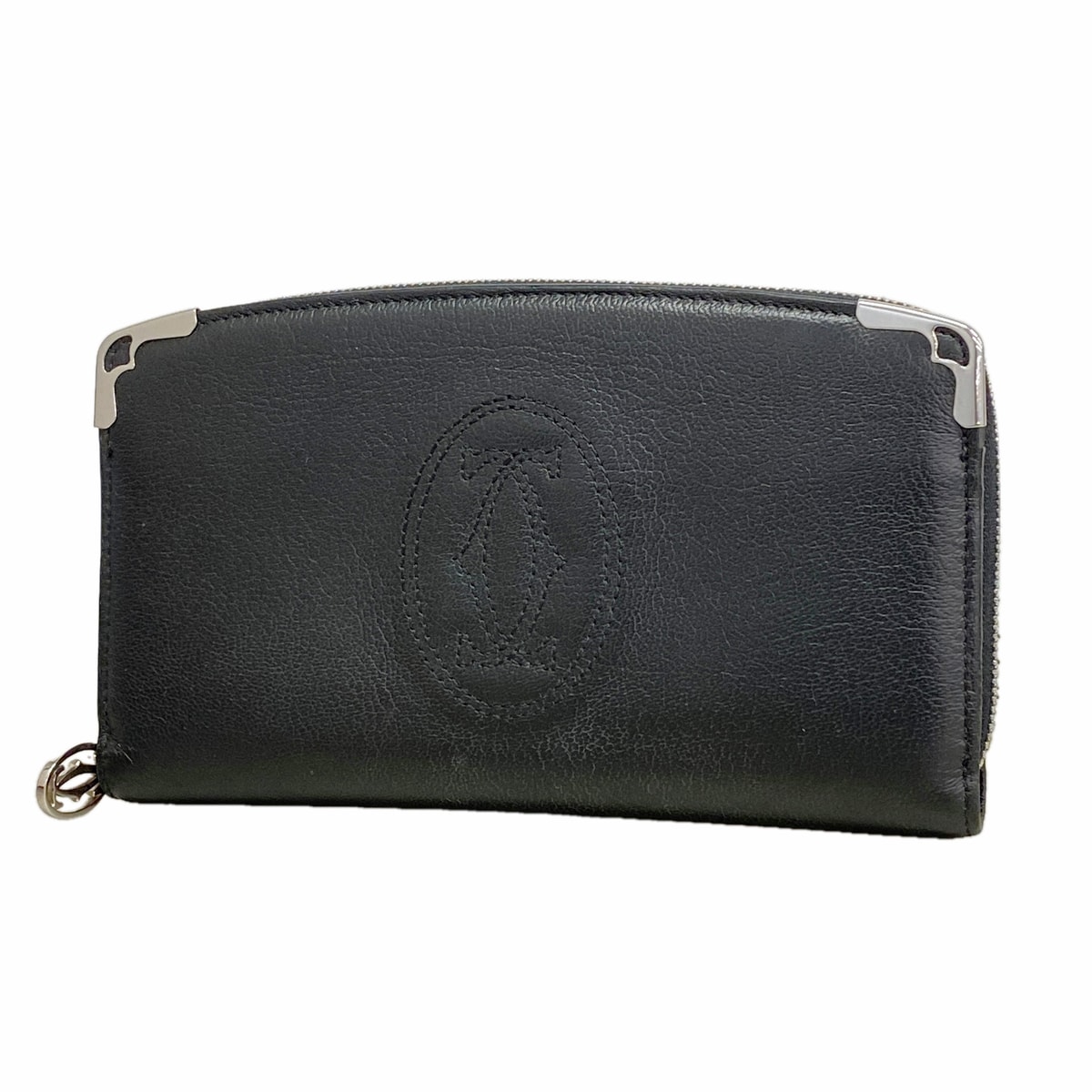 【6kc3172】カルティエ 長財布 マスト レザー ブラック シルバー金具【中古】レディース