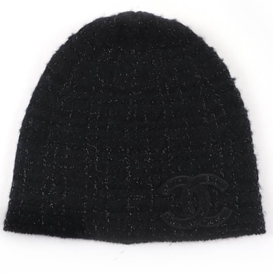 美品 シャネル ニットキャップ ブラック レディース