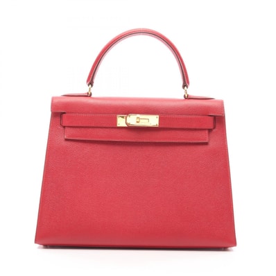 エルメス HERMES ケリー28 ルージュヴィフ 2WAY ハンドバッグ バッグ クシュベル クシュベル ○W刻印(1993年製造) レディース レッド系 【中古】