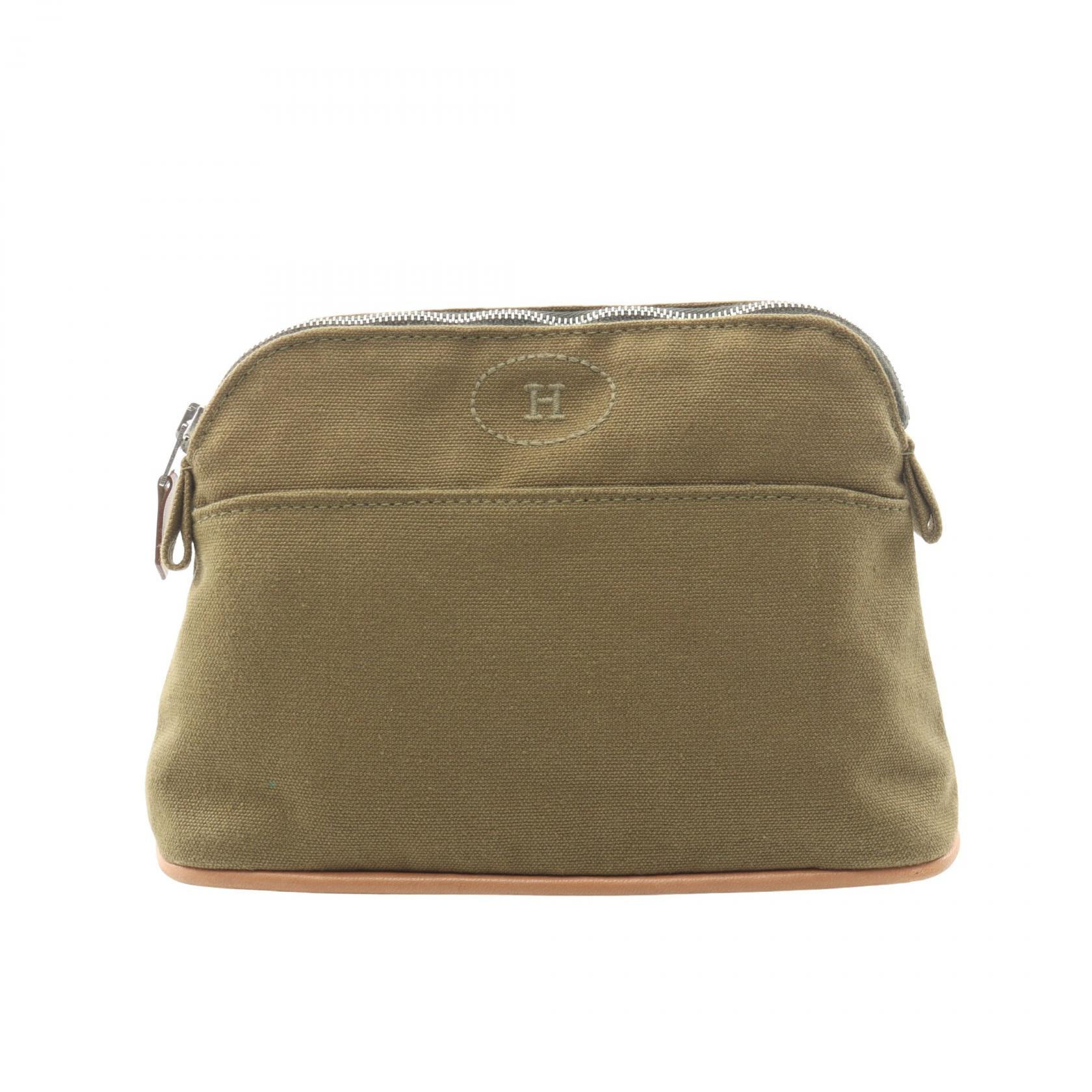 エルメス HERMES ボリードポーチ20 ポーチ バッグ キャンバス レザー レディース カーキ系 【中古】