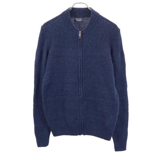 ZARA MAN ザラマン ウールブレンド ニットジャケット M ネイビー系