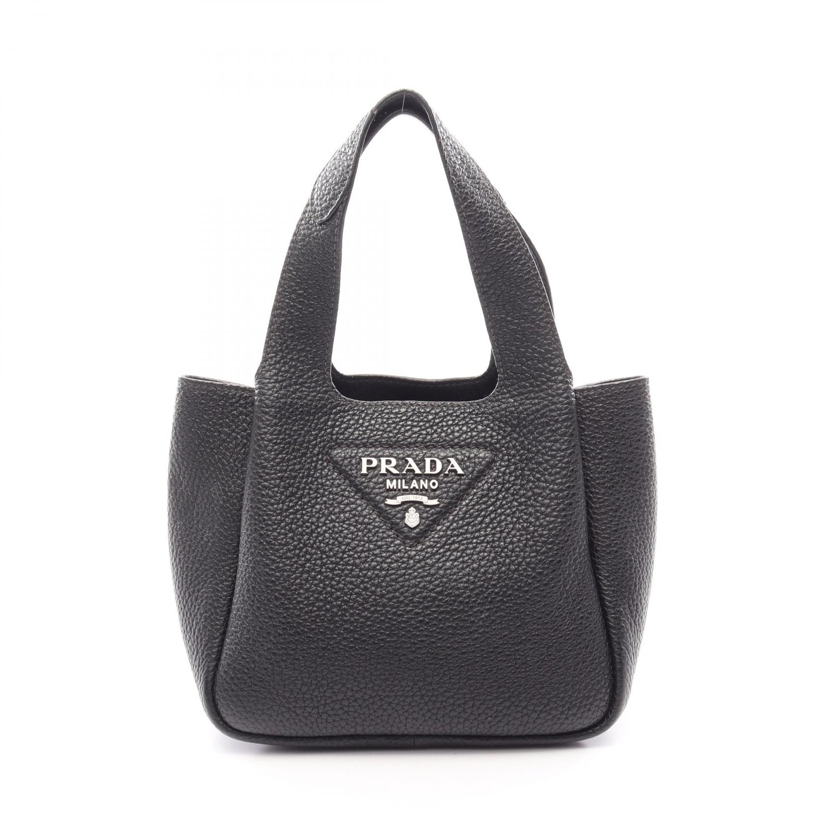プラダ PRADA リエゾン ミニ ハンドバッグ バッグ レザー レディース ブラック系 1BA349 【中古】