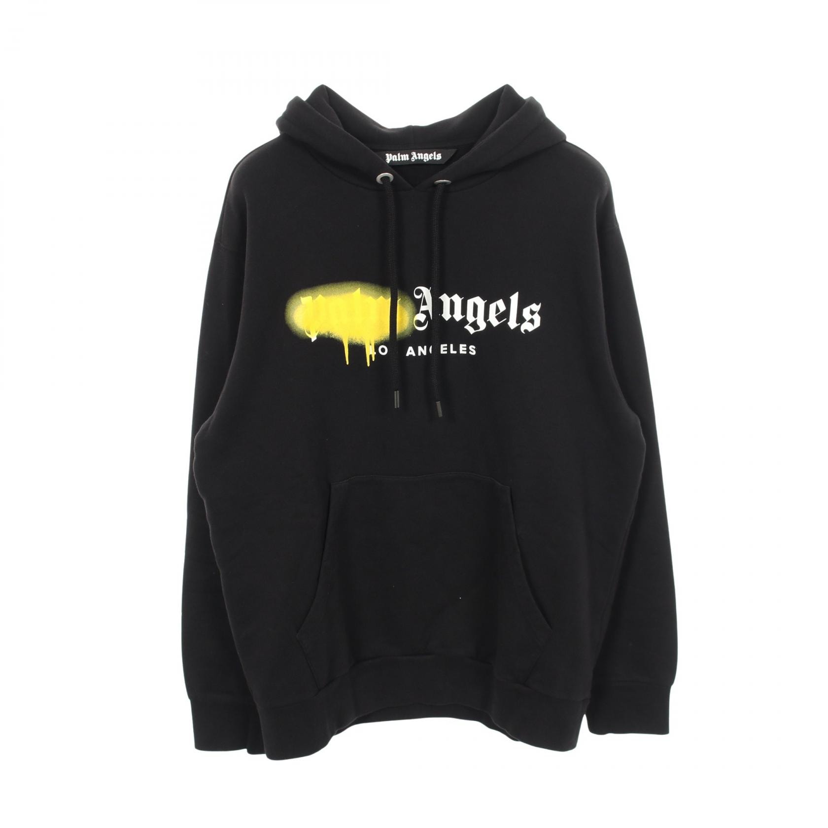 パームエンジェルス PALM ANGELS LOS ANGELES SPRAYED LOGO HOODIE パーカー 衣料品 トップス コットン メンズ ブラック系 【中古】