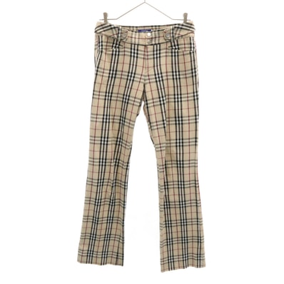 BURBERRY LONDON BLUE LABEL バーバリー ロンドン ブルーレーベル 日本製 ノバチェック ブーツカットパンツ 38 ベージュ 三陽商会