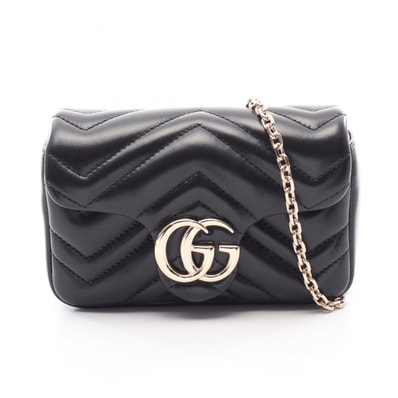 グッチ GUCCI GGマーモント ミニ ショルダーバッグ バッグ レザー レディース ブラック系 841290AAFAX1000 【新品】