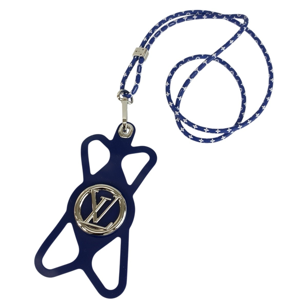 超美品 LOUIS VUITTON ルイヴィトン LVサークル フォンホルダー ルイーズ ブルー シルバー金具 シリコン iPhoneホルダー スマホホルダー 602685 【中古】