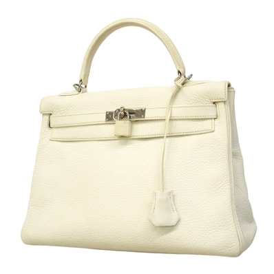 【6ge6626】エルメス ハンドバッグ ケリー32 トリヨンクレマンス ホワイト シルバー金具 □K刻印【中古】レディース