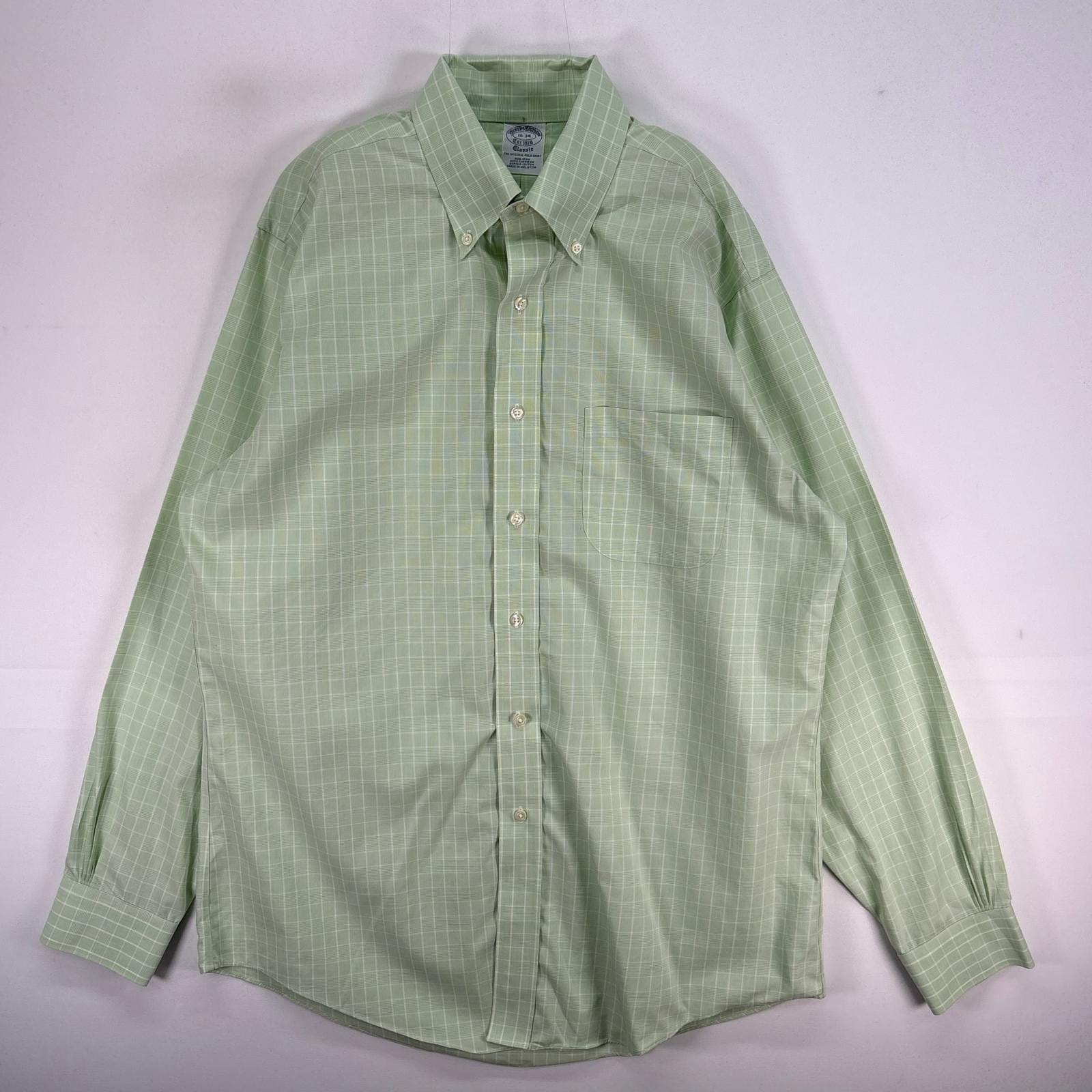 古着 ブルックスブラザーズ Brooks Brothers 長袖シャツ 胸ポケ ボタンダウン L グリーン系 チェック メンズ