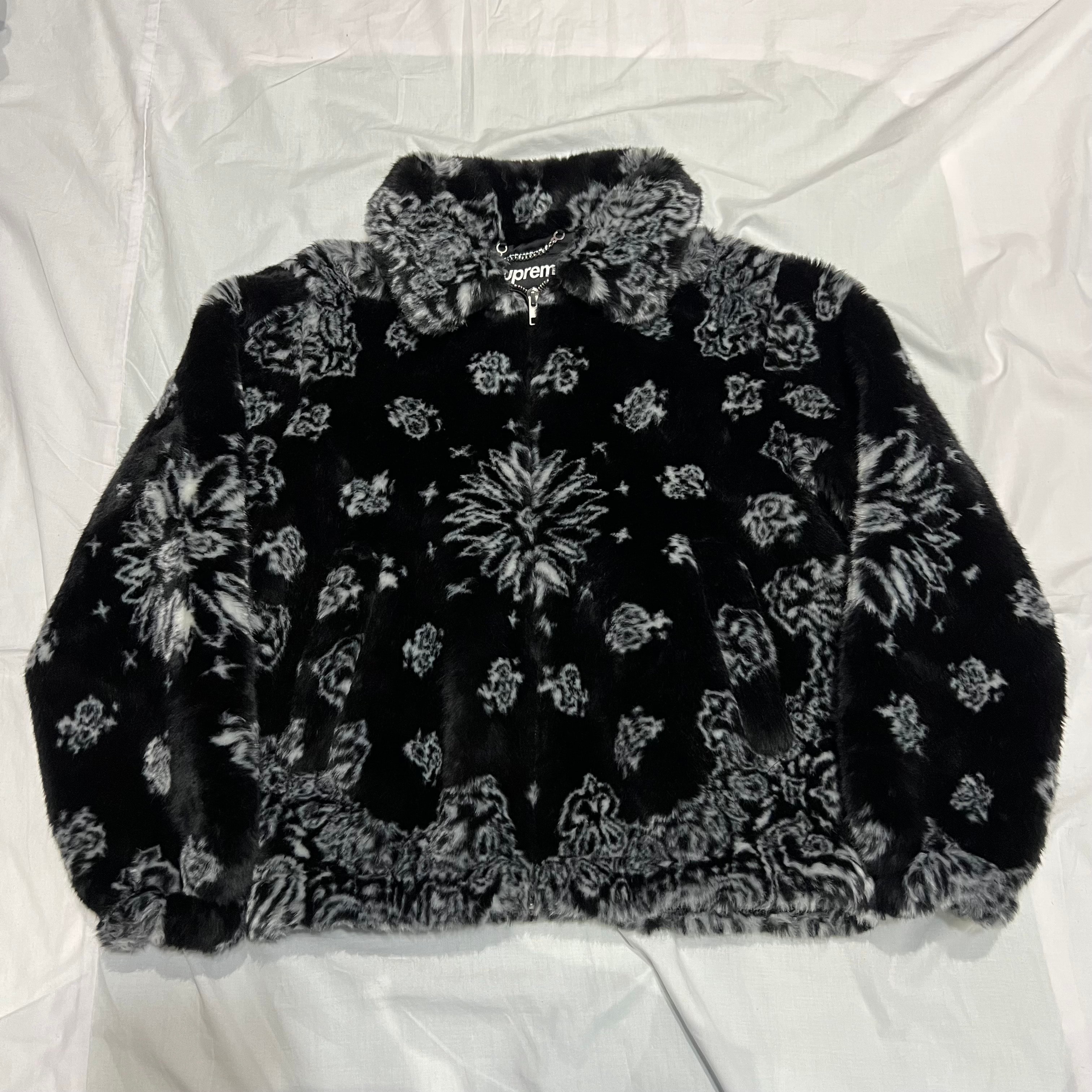 Supreme Bandana Faux Fur Bomber Jacket "Black"