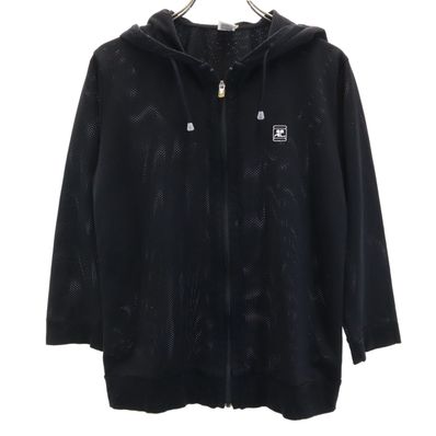 courreges クレージュ 長袖 メッシュ ジップパーカー 40 ブラック アウトドア