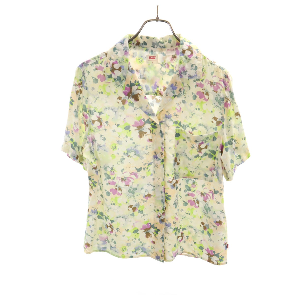 Levi's リーバイス 花柄 半袖 オープンカラーシャツ S アイボリー