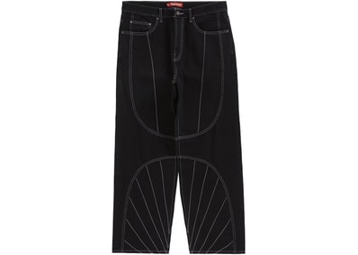 Supreme Radial Embroidered Loose Fit Jean "Black"