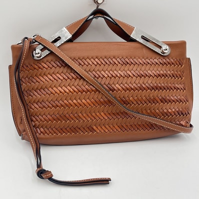 LOEWE(ロエベ)ミッシー ハンドバッグ ショルダーバッグ 2WAY 編み込みレザー ブラウン レディース スペイン製【中古】