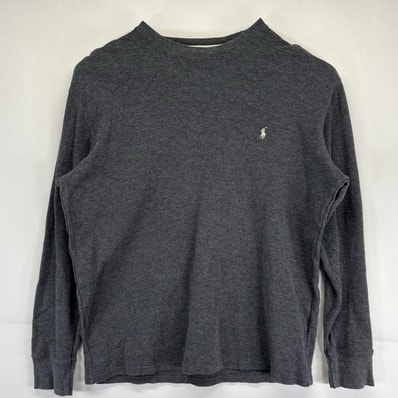 古着 ポロ・ラルフローレン POLO RALPH LAUREN 長袖Tシャツ 大きいサイズ サーマル ワッフル ワンポイントロゴ XL グレー系 メンズ