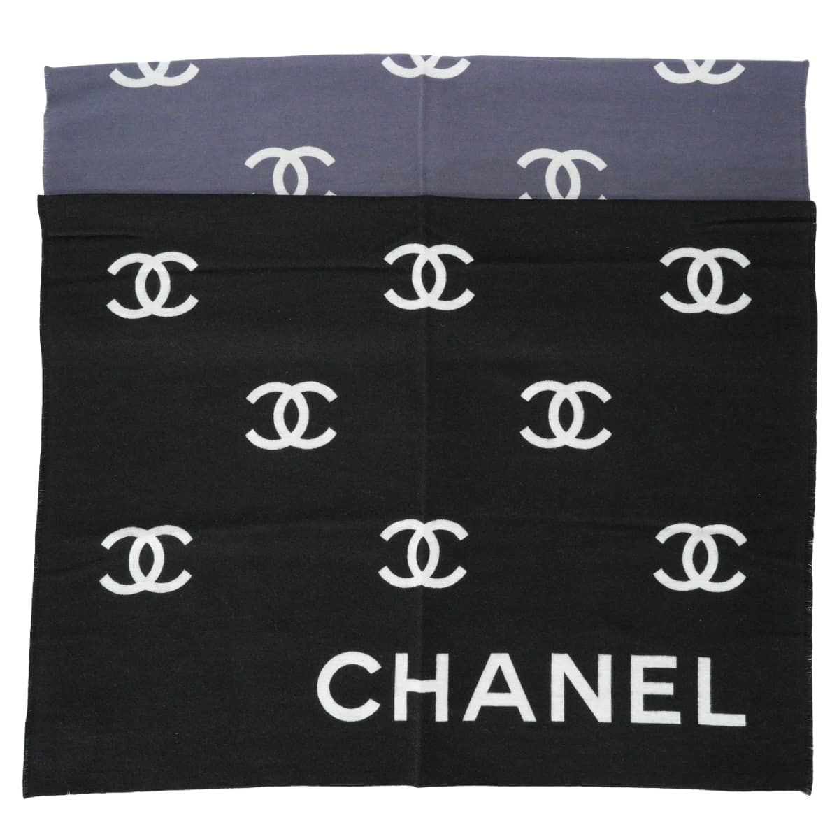 2025年クルーズ CHANEL シャネル ストール ロゴ ココマーク グレー/黒 (ブラック)/白 (ホワイト) ウール/コットン/シルク AAA639 新品未使用