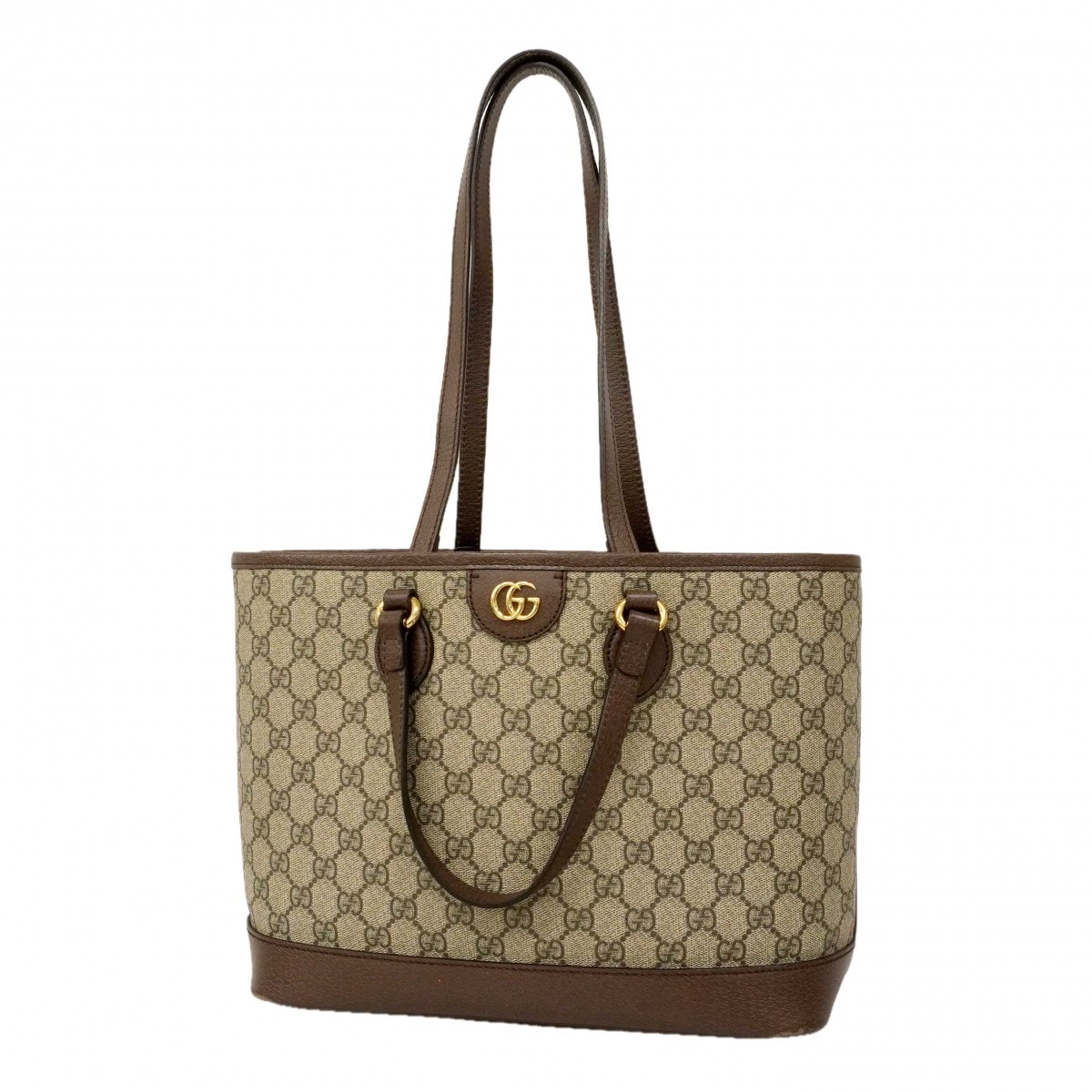 【6de5801-k】グッチ トートバッグ GGマーモント/GGスプリーム 765043 PVC ブラウン ゴールド金具 2wayバッグ【中古】レディース