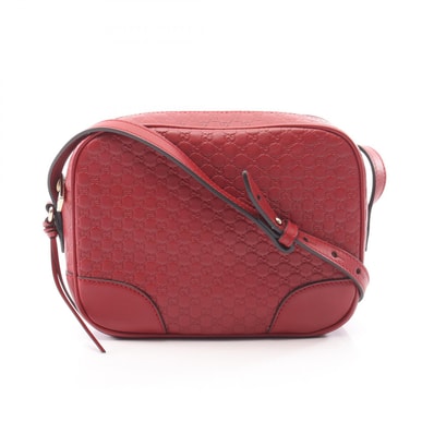 グッチ GUCCI ブリー マイクログッチシマ ショルダーバッグ バッグ レザー レディース レッド系 449413 【中古】
