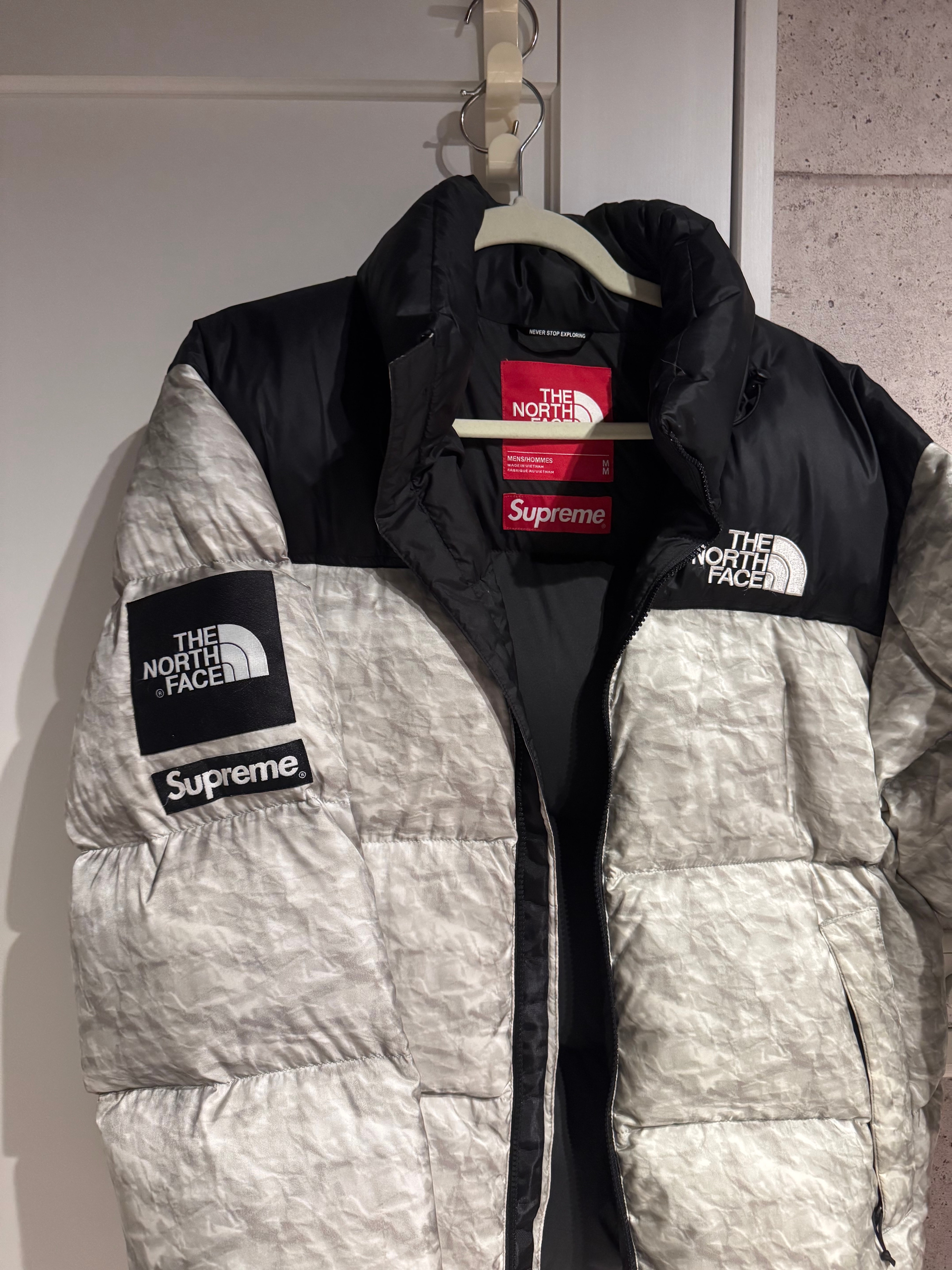 Supreme x The North Face Nuptse Jacket "White Paper Print"