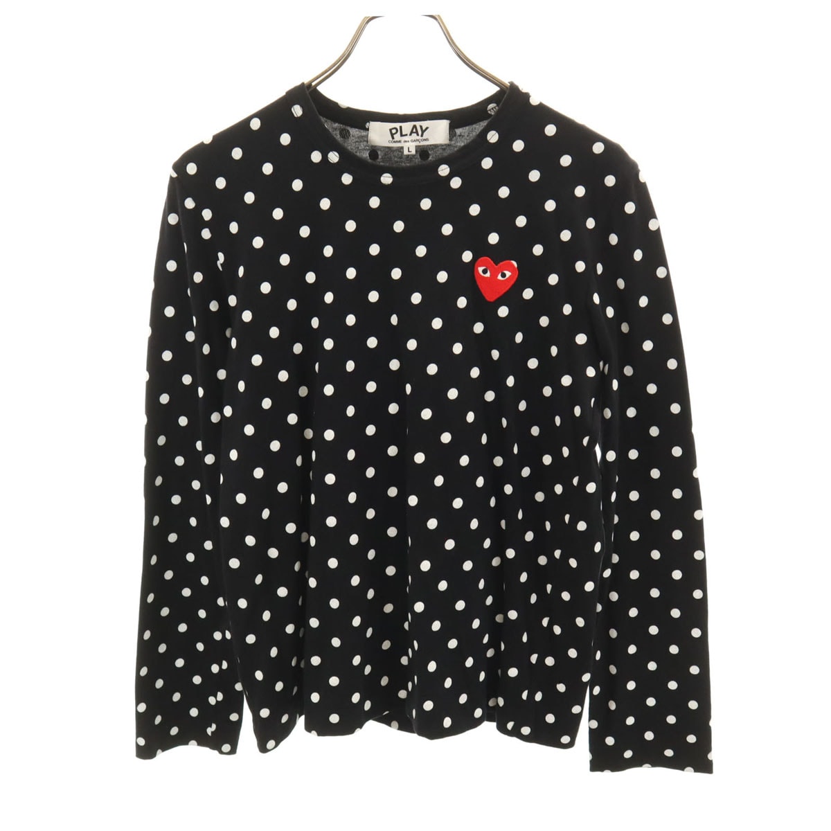 PLAY COMME des GARCONS プレイコムデギャルソン ドット柄 長袖 Tシャツ L ブラック ロンT