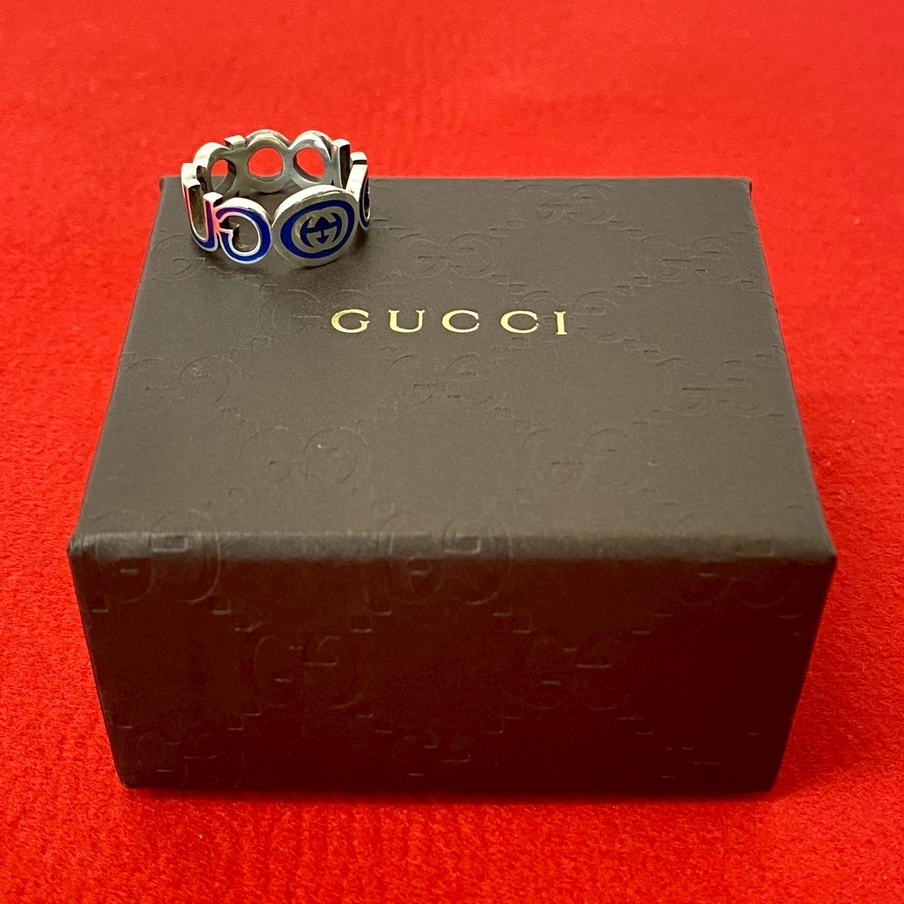 GUCCI グッチ インターロッキング G エナメル リング シルバー925 リング・指輪 24号 シルバー
56306