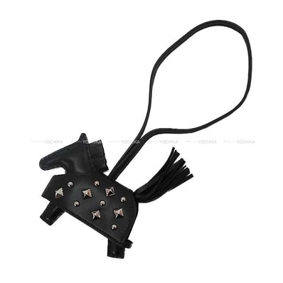 HERMES エルメス バッグチャーム ロデオ ロベオ ロック PM スタッズ 黒 (ブラック) アニョーミロ(ラム)/スイフト シルバー金具 K刻印 新品