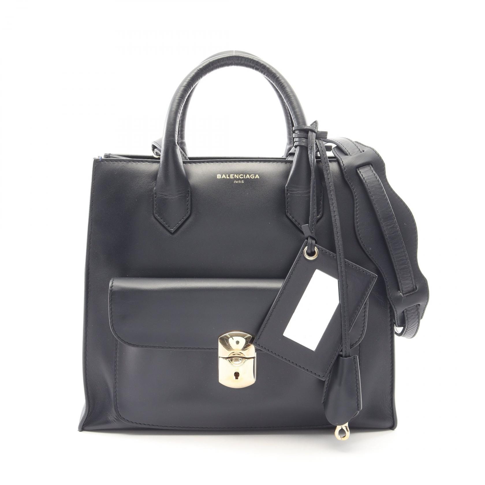バレンシアガ BALENCIAGA パドロックオール アフタヌーン 2WAY ハンドバッグ バッグ レザー レディース ネイビー系 319491 【中古】