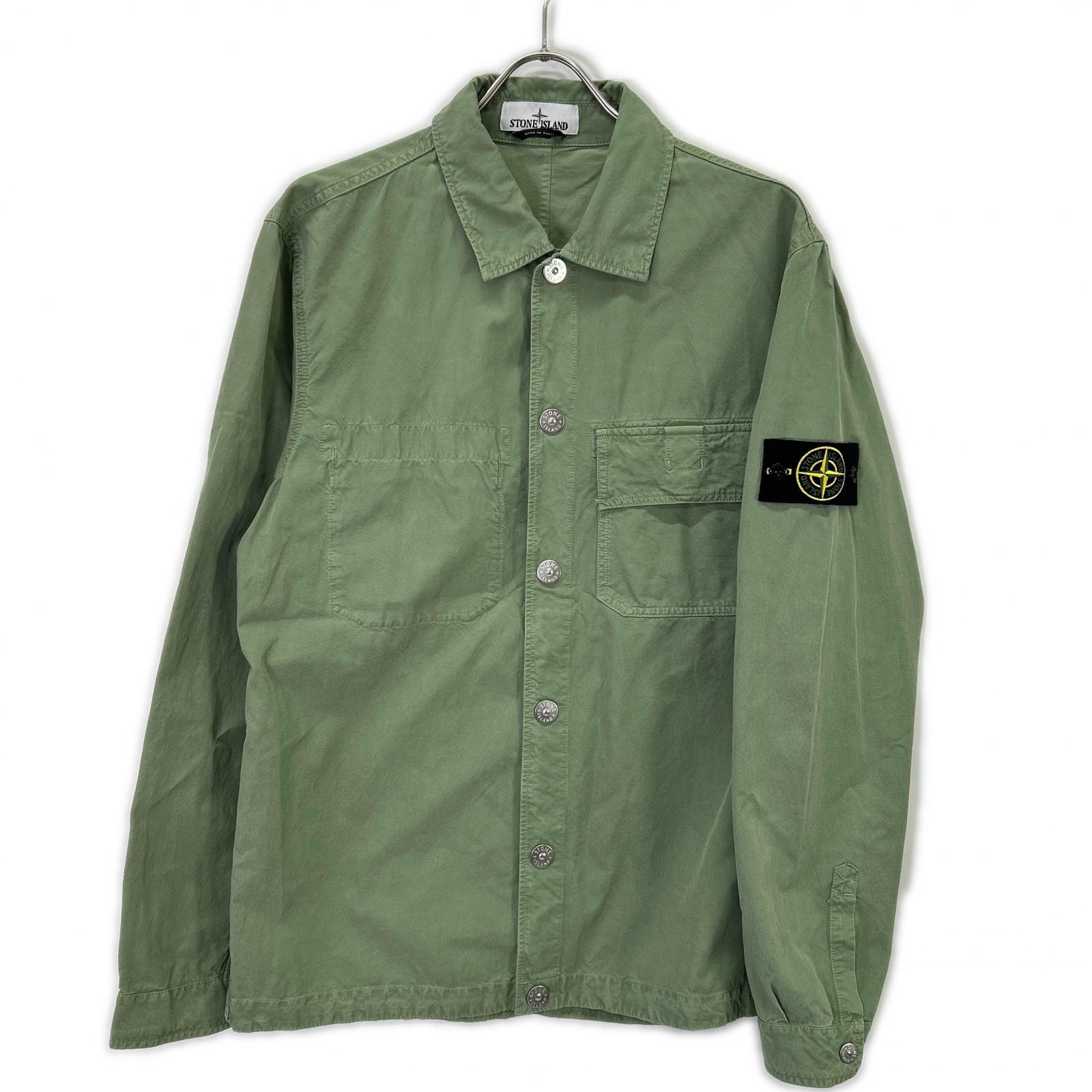 ストーンアイランド 23SS 781511729 ライトカーキ キュプラコットン メタルロゴボタン Twill-TC Overshirt/ツイルオーバーシャツ L