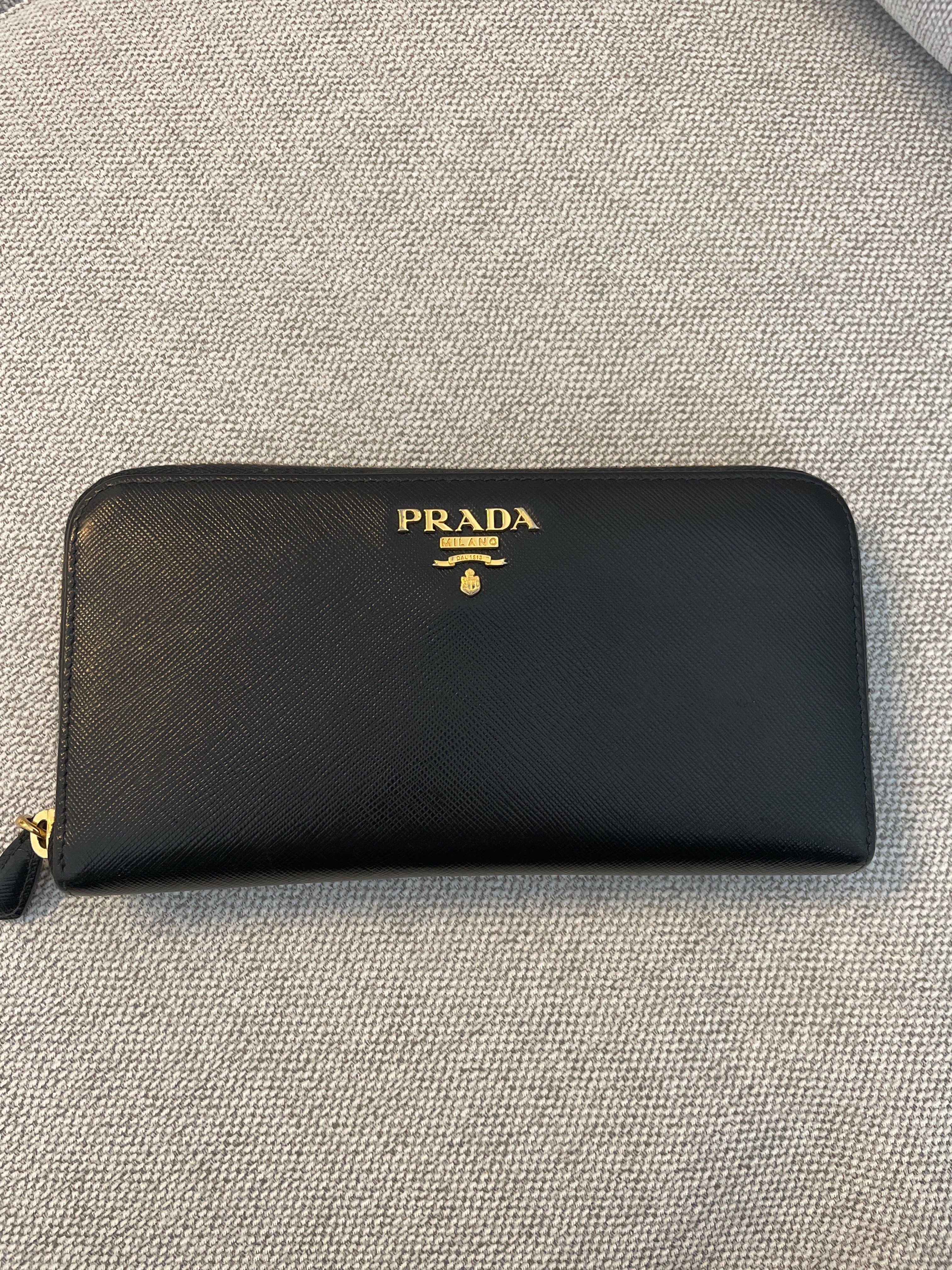 PRADA Saffiano Metal Leather Wallet "Red"