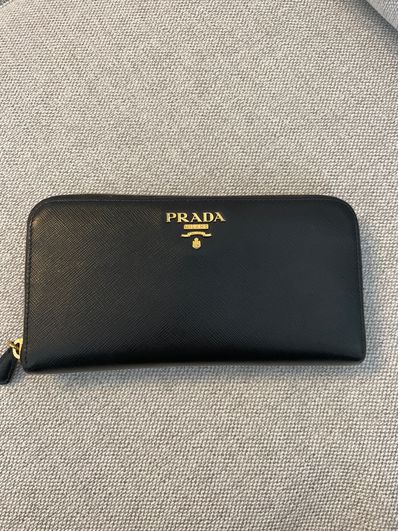 PRADA Saffiano Metal Leather Wallet "Red"
