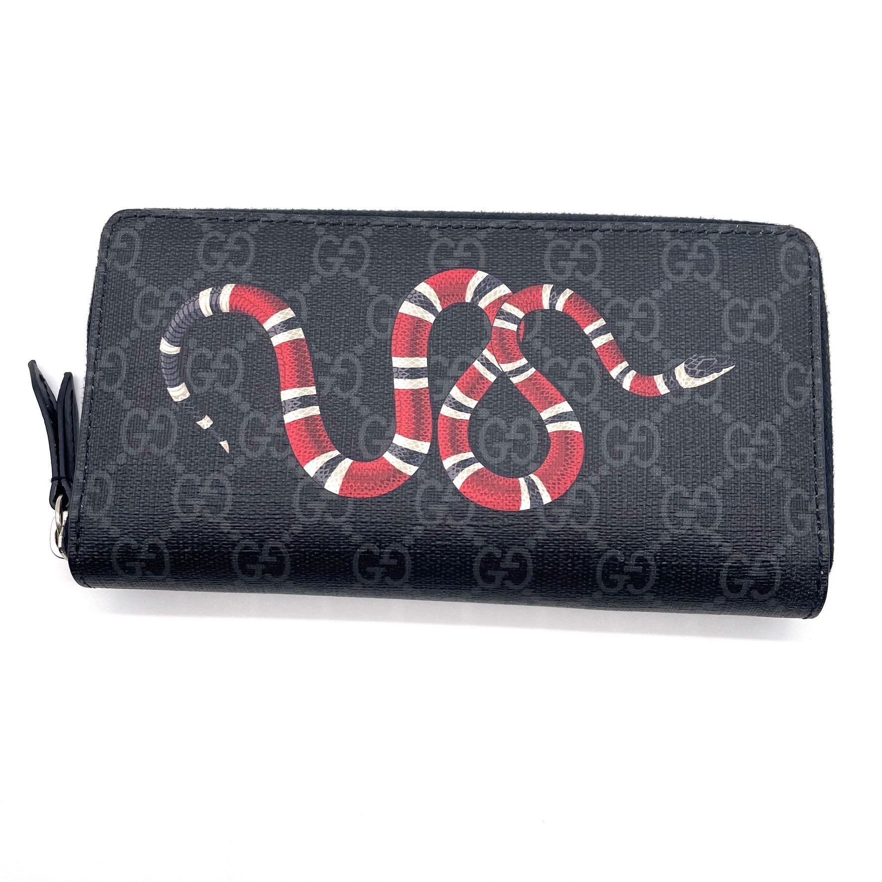 GUCCI Kingsnake Print Zip Around Wallet "Black"